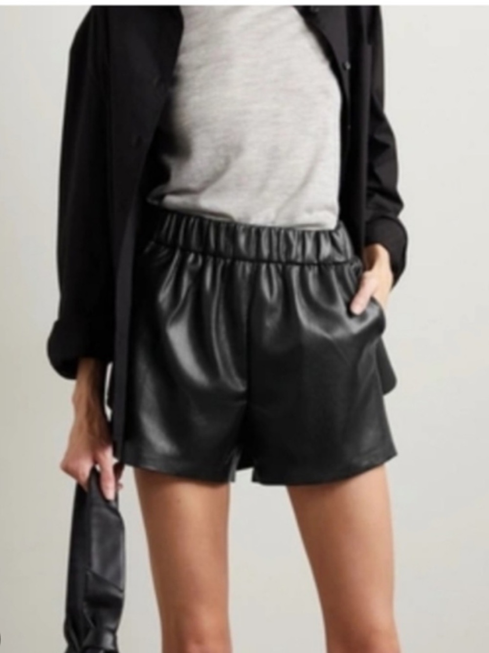 Anine Bing Sofia Black Vegan Leather Shorts size Small